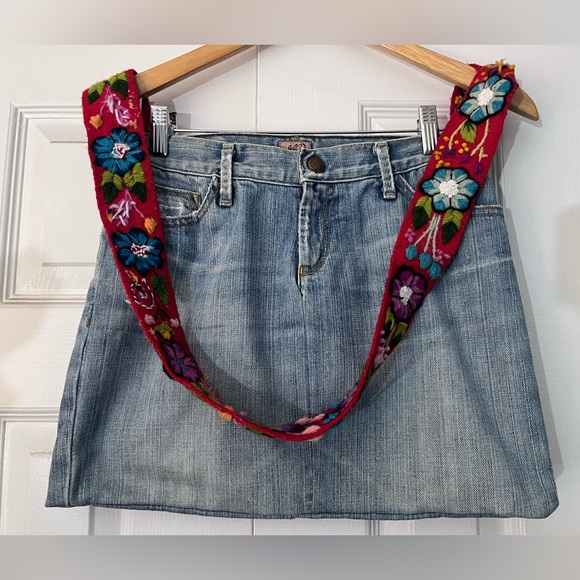 Recycled Denim Crossbody with Vintage Embroidered Strap - Picture 15 of 15